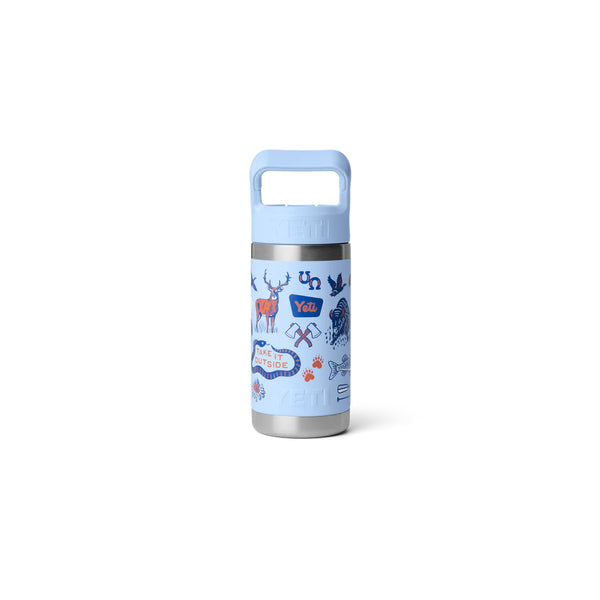 Big Sky Summer Camp | YETI Rambler Jr 12oz Kids Bottle Summer Camp Edition Image Showing Back View.