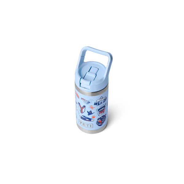 Big Sky Summer Camp | YETI Rambler Jr 12oz Kids Bottle Summer Camp Edition Image Showing Angled Top View.