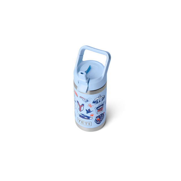 Big Sky Summer Camp | YETI Rambler Jr 12oz Kids Bottle Summer Camp Edition Image Showing Angled Top View, Straw Up.