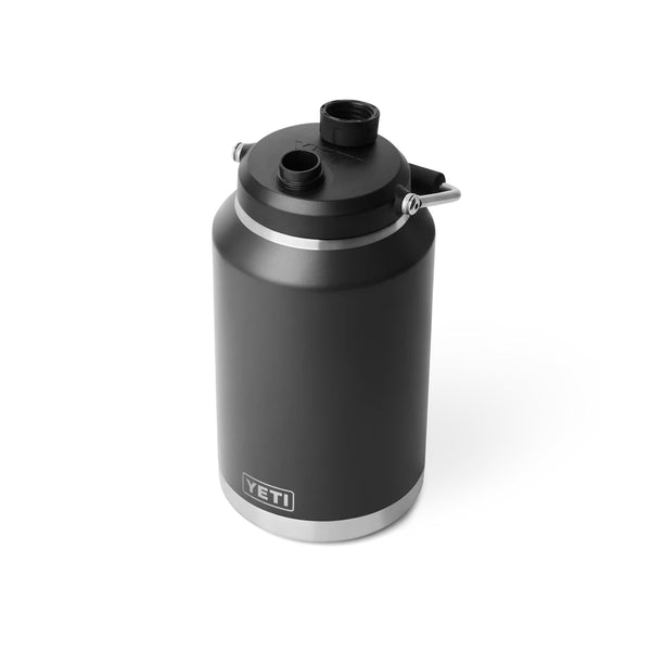 Black | YETI Rambler One Gallon Jug 2.0 Image Showing Angled Top View With Cap Off.