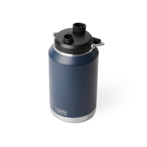 Navy | YETI Rambler One Gallon Jug 2.0 Image Showing Angled Top View With Cap Off.