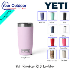 YETI Rambler R10 Tumbler | Hero Image Showing All Logos, Titles And Variants.
