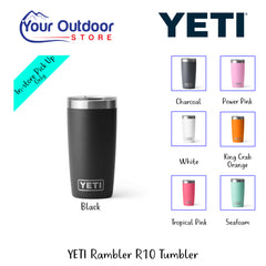 YETI Rambler R10 Tumbler | Hero Image Showing All Logos, Titles And Variants.