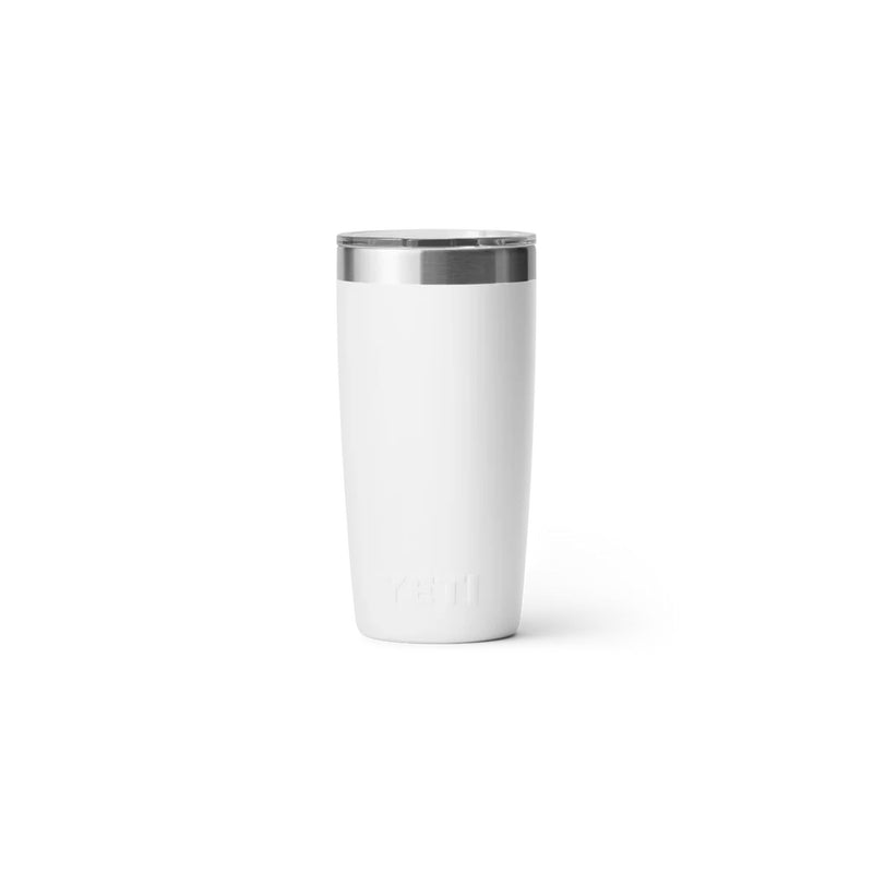 White | YETI Rambler R10 Tumbler Image Showing Back View.