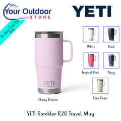 YETI Rambler R20 Travel Mug | Hero Image Showing All Logos, Titles And Variants.
