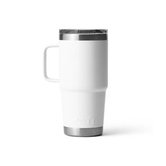 White | YETI Rambler R20 Travel Mug Image Showing Back View.