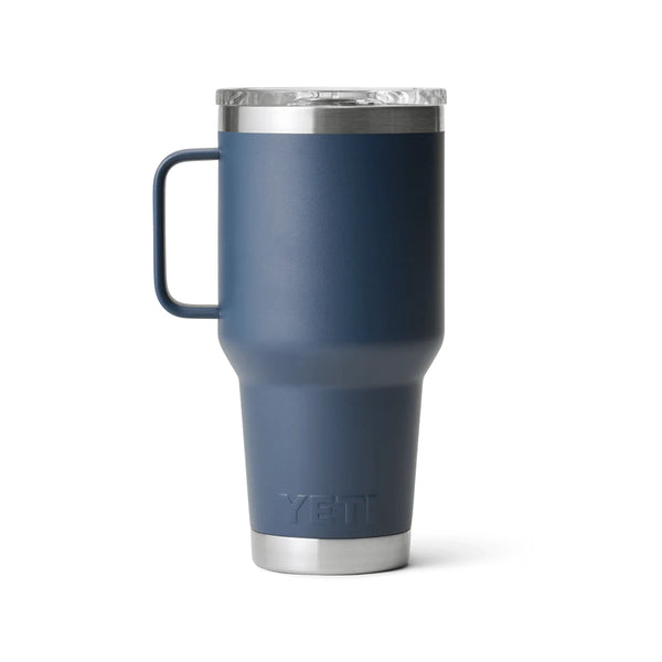 Navy | YETI Rambler R30 Travel Mug Image Showing Back View.