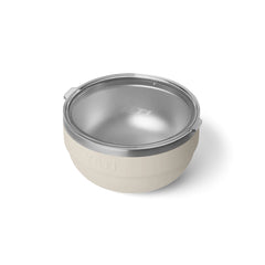 Cape Taupe / 2 Quart | YETI Rambler Insulated Bowl Image Showing Angled Top View With Lid On.