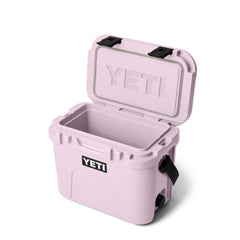 Cherry Blossom | YETI Roadie 15 Hard Cooler Image Showing Angled Front View , Lid Open.