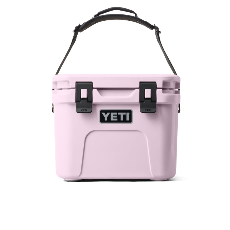Cherry Blossom | YETI Roadie 15 Hard Cooler Image Showing Front View Handle Up.