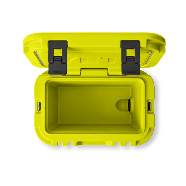 Firefly Yellow | YETI Roadie 15 Hard Cooler Image Showing Top View, Lid Open.