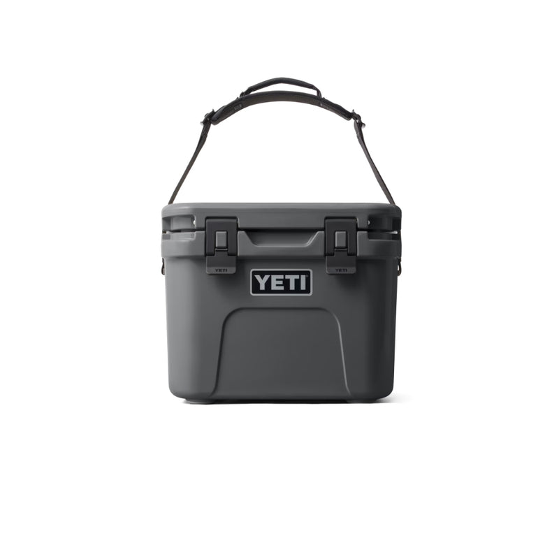 Charcoal | YETI Roadie 15 Image Showing Front View, Handle Up.