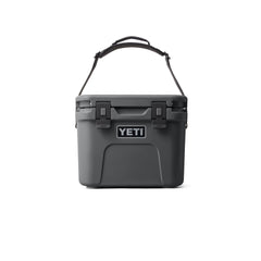 Charcoal | YETI Roadie 15 Image Showing Front View, Handle Up.