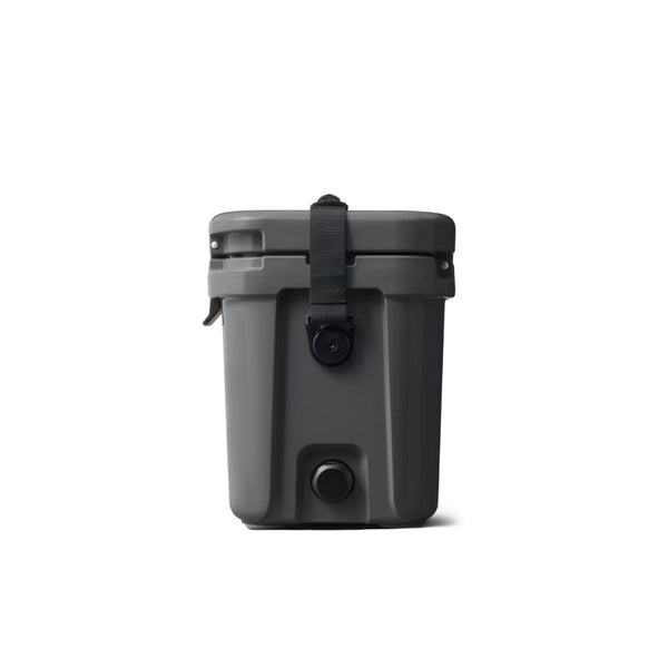 Charcoal | YETI Roadie 15 Hard Cooler Image Showing Side View, Lid Closed.