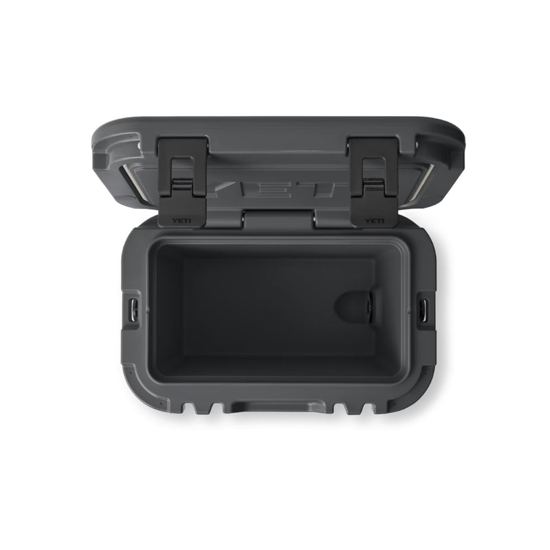 Charcoal | YETI Roadie 15 Image Showing Top View, Lid Open.