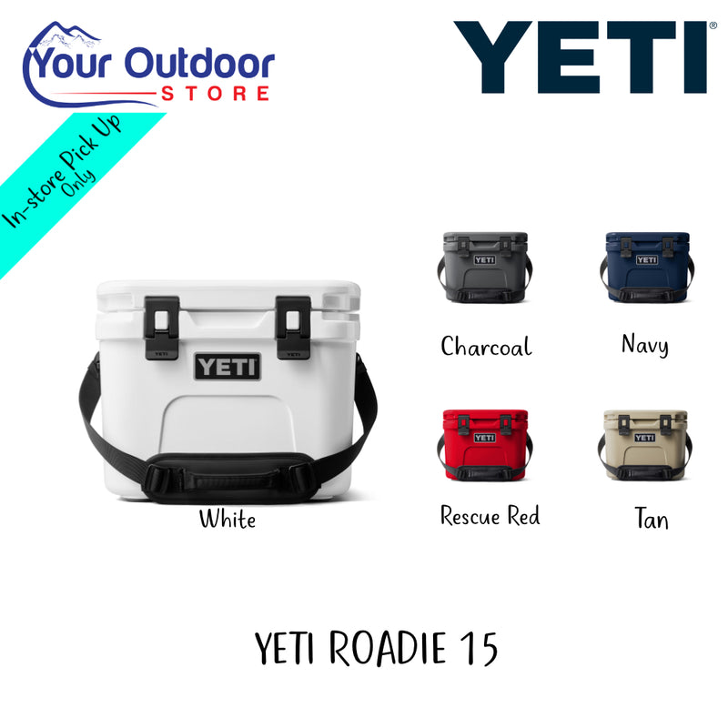 YETI Roadie 15 Hard Cooler | Hero Image Showing All Logos, Titles, And Variants.