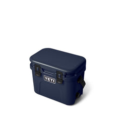 Navy | YETI Roadie 15 Image Showing Angled Top View With Lid Down.