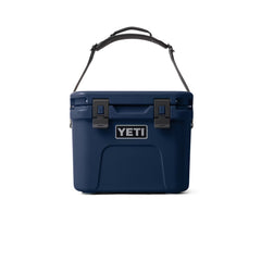 Navy | YETI Roadie 15 Image Showing Front View With Handle Up.