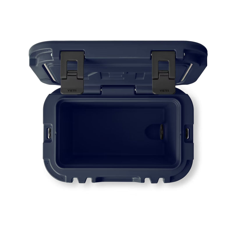 Navy | YETI Roadie 15 Image Showing Top View With Lid Open.