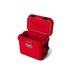 Rescue Red | YETI Roadie 15 Image Showing Angled Top View With Lid Up.