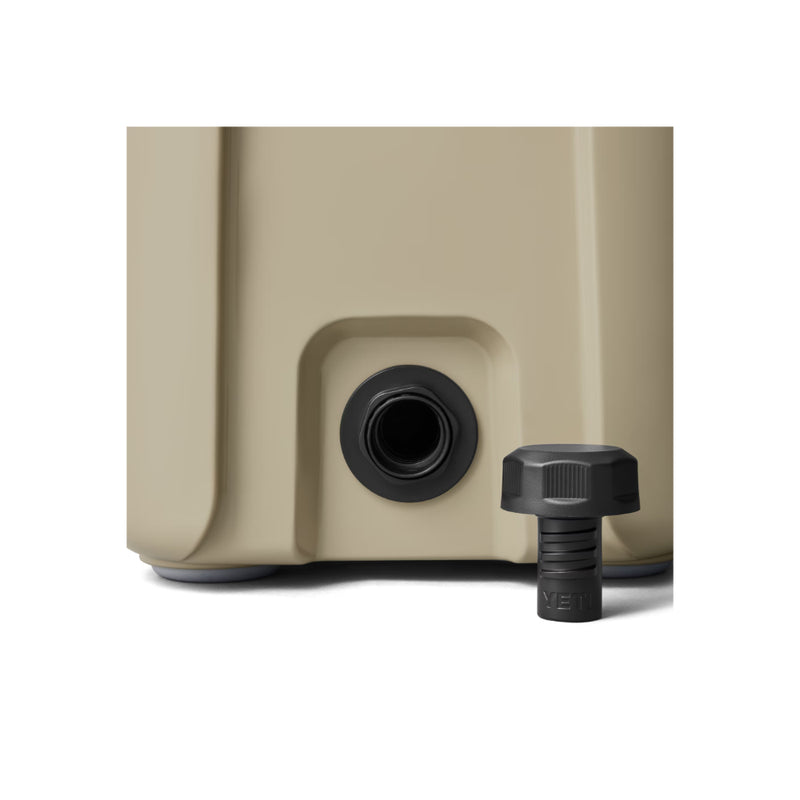 Tan | YETI Roadie 15 Image Showing Close Up View Of The BESTDAM Drain Plug.