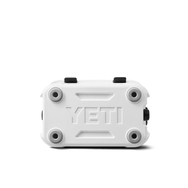 White | YETI Roadie 15 Hard Cooler Image Showing Bottom View.