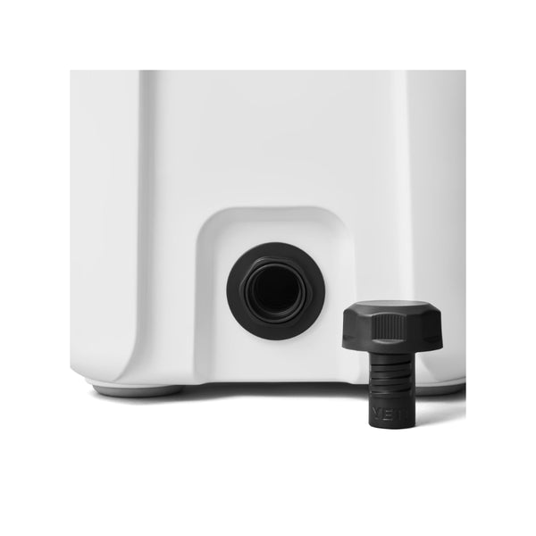 White | YETI Roadie 15 Hard Cooler Image Showing Close Up View Of The Drain Bung.