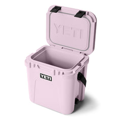 Cherry Blossom | YETI Roadie 24 Hard Cooler 2.0 Image Showing Angled Front View Lid Up.