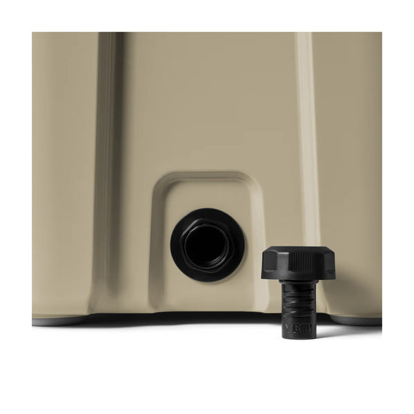 Tan | YETI Roadie 24 Hard Cooler 2.0 Close Up View Of The Drain Plug.