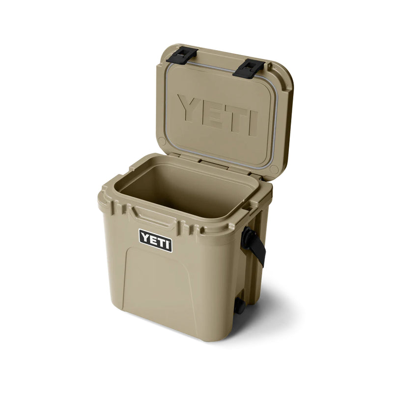 Tan | YETI Roadie 24 Hard Cooler 2.0 Image Showing Angled Top View, Lid Up.