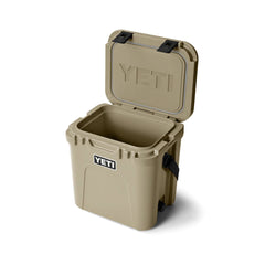 Tan | YETI Roadie 24 Hard Cooler 2.0 Image Showing Angled Top View, Lid Up.