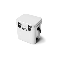 White | YETI Roadie 24 Hard Cooler 2.0 Image Showing Angled Top View, Lid Closed.