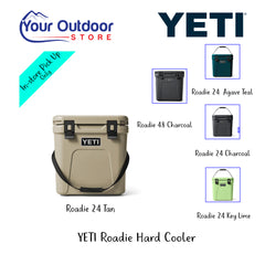 YETI Roadie Hard Cooler | Hero Image Showing All Logos, Titles And Variants.