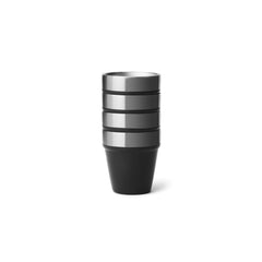 Black | YETI Shot Glasses With Case Image Showing Shot Glasses Stacked, Front View.