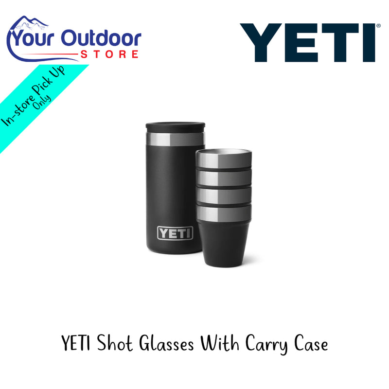 YETI Shot Glasses With Case | Hero Image Showing All Logos And Titles.