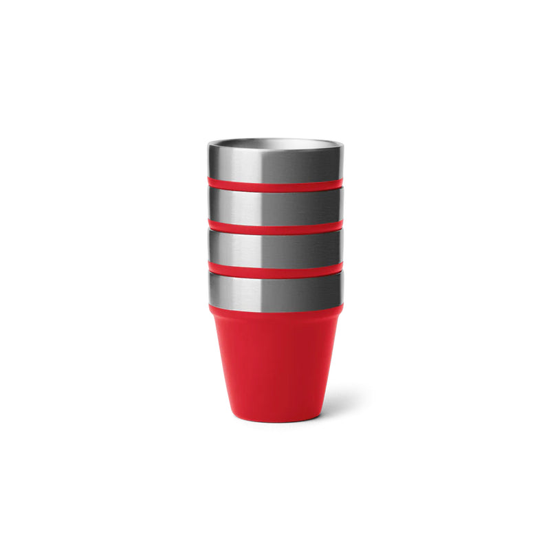 Rescue Red | YETI Shot Glasses With Carry Case Image Showing Shot Glasses Stacked, Front View.