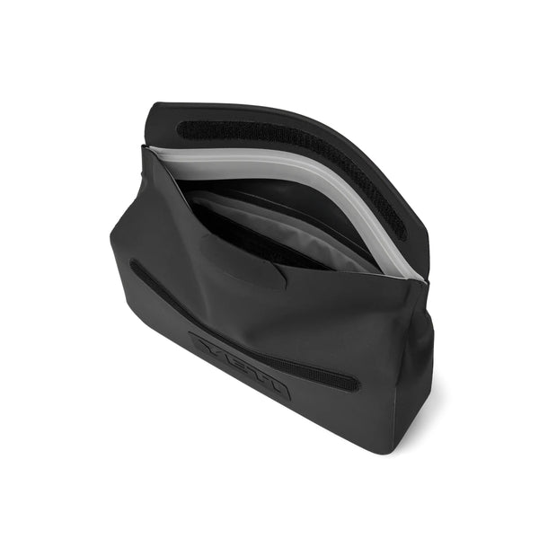 Black | YETI Sidekick Dry 1L Gear Case Image Showing Angled Top View, Open.