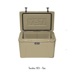 Tan | YETI 105 Tundra Hard Cooler. Shown Open.