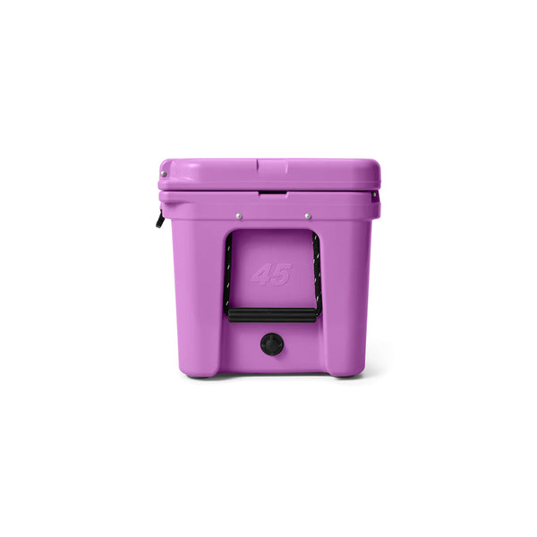 Desert Bloom / 45 | YETI Tundra Hard Cool Image Showing Side View Of Handle And Drain Plug.