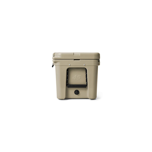 Tan / 45 | YETI Tundra Hard Cooler Image Showing Side View.