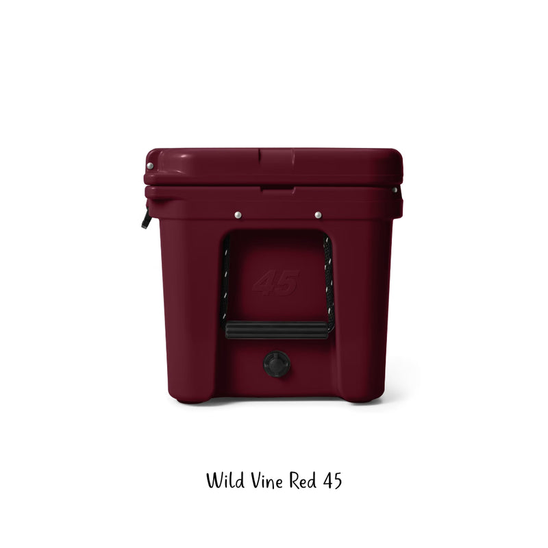 Wild Vine Red | YETI Tundra 45 Hard Cooler Image Showing Side View Of Handle.