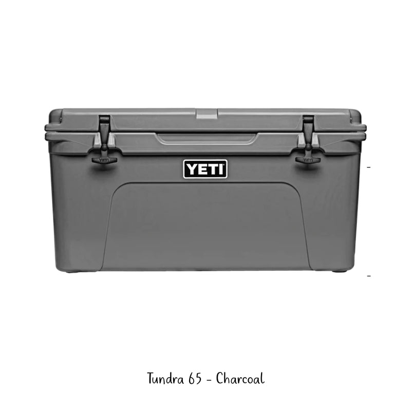Charcoal | YETI 65 Tundra Hard Cooler. Front View. 