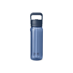 Navy | YETI Yonder 25oz Water Bottle With Straw Cap Image Showing Back View, Straw Down.