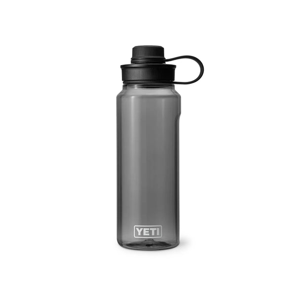 Charcoal | YETI Yonder 34oz Water Bottle With Tether Cap Image Showing No Logos Or Titles.