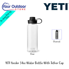 YETI Yonder 34oz Water Bottle With Tether Cap | Hero Image Showing All Logos, Titles And Variants