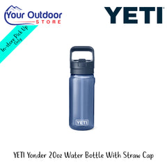 YETI Yonder 20oz Water Bottle With Straw Cap | Hero Image Showing All Logos And Titles.