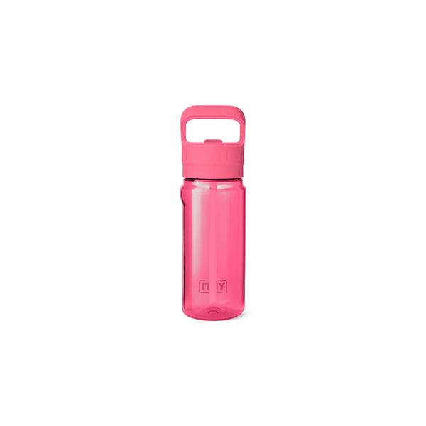Tropical Pink | YETI Yonder 20oz Water Bottle With Straw Cap Image Showing Back View With Sipper Down.