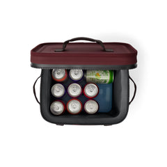 Wild Vine Red | YETI Hopper Flip Bag 12 Image Showing Top View With Lid Open, Cans And Ice Brick Not Included.