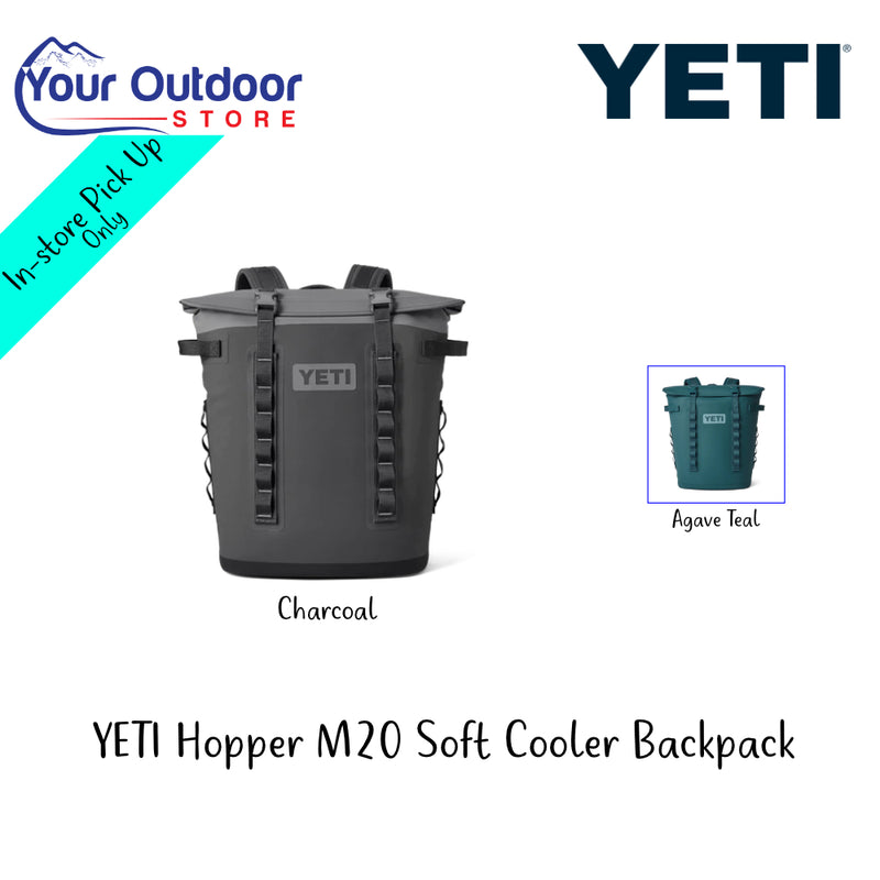 YETI Hopper M20 Soft Cooler Back Pack | Hero Image Showing All Logos And Titles.