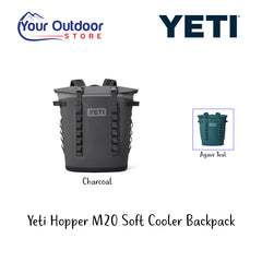 YETI Hopper M20 Soft Backpack Cooler. Hero image with title and logos